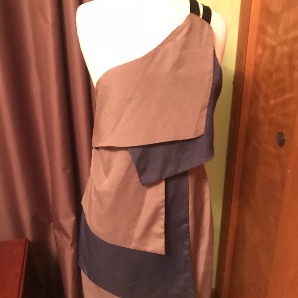 One shoulder two toned cocktail dress.